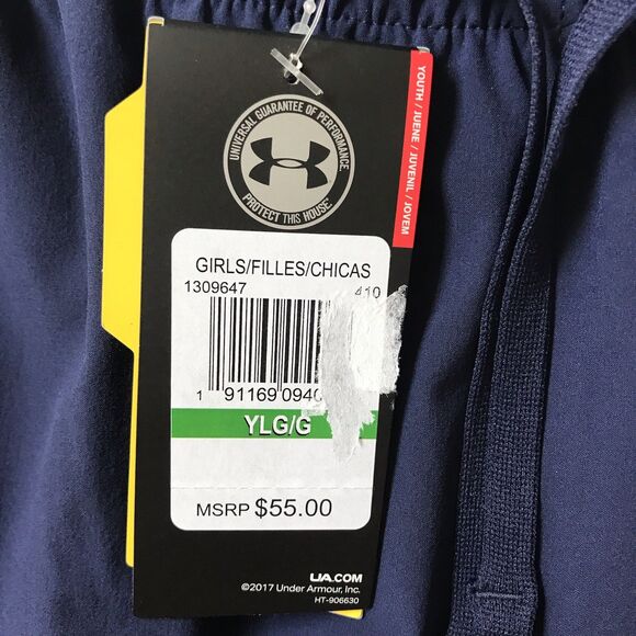 NWT $55 Under Armour Storm Girls Pants YLG Loose Squad Joggers Sweatpant Blue - Picture 4 of 15